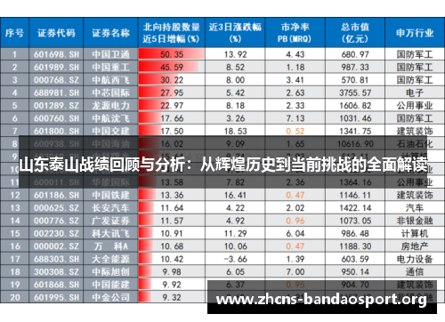 山东泰山战绩回顾与分析：从辉煌历史到当前挑战的全面解读
